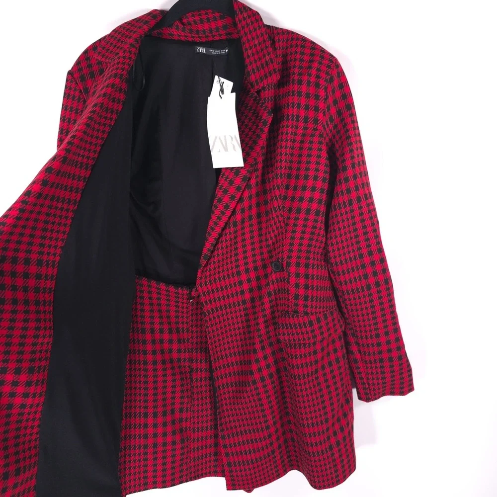 NWT ZARA ROMANIA🇷🇴MADE Houndstooth Blazer‎ Dress Romper 8342/331 MEDIUM